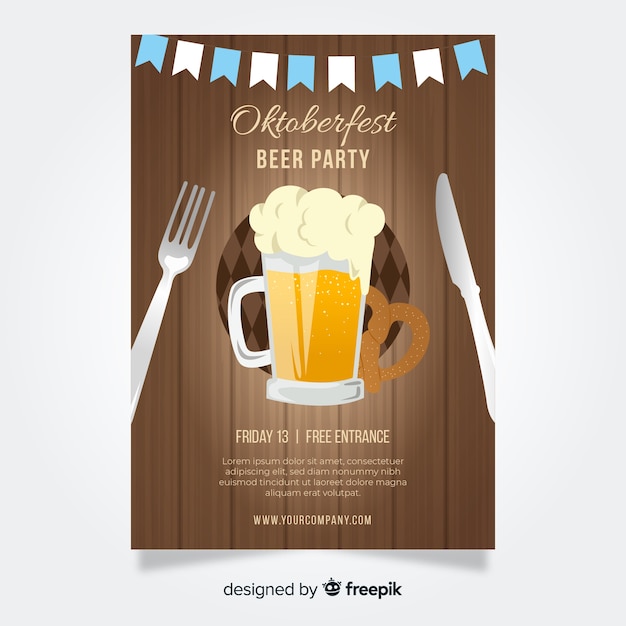 Flaches design oktoberfest flyer vorlagen