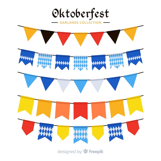 Kostenloser Vektor flaches design oktoberfest girlande sammlung