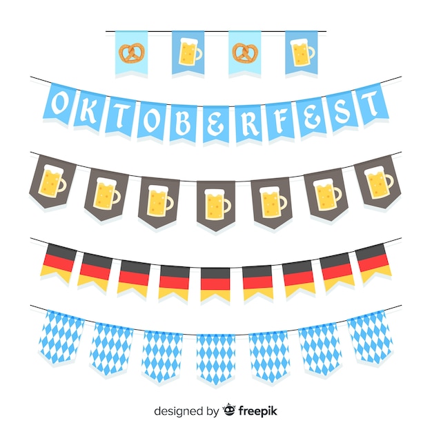 Kostenloser Vektor flaches design oktoberfest girlande sammlung