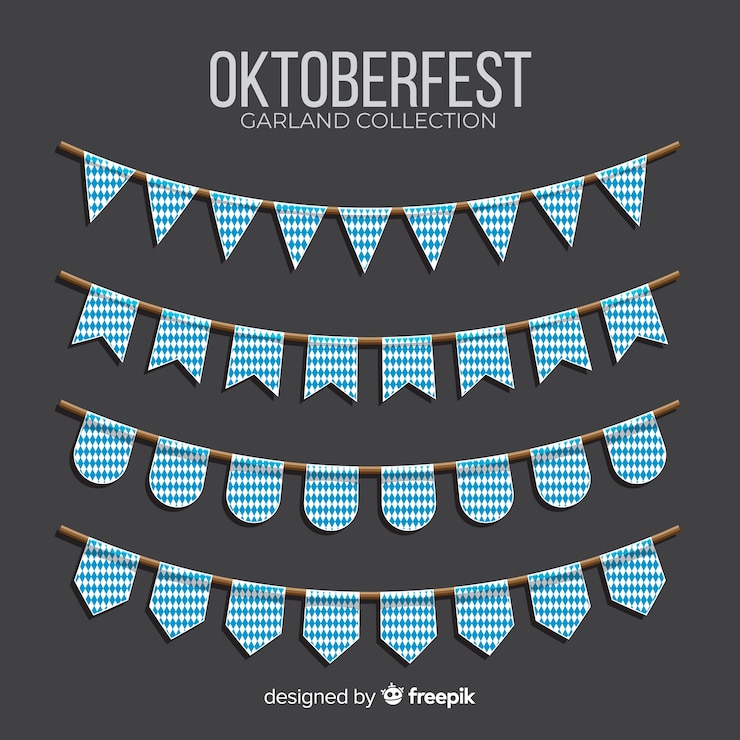 Kostenlose Vektor flaches design oktoberfest girlande sammlung