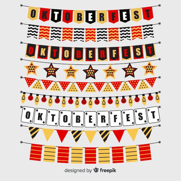 Flaches design oktoberfest girlande sammlung