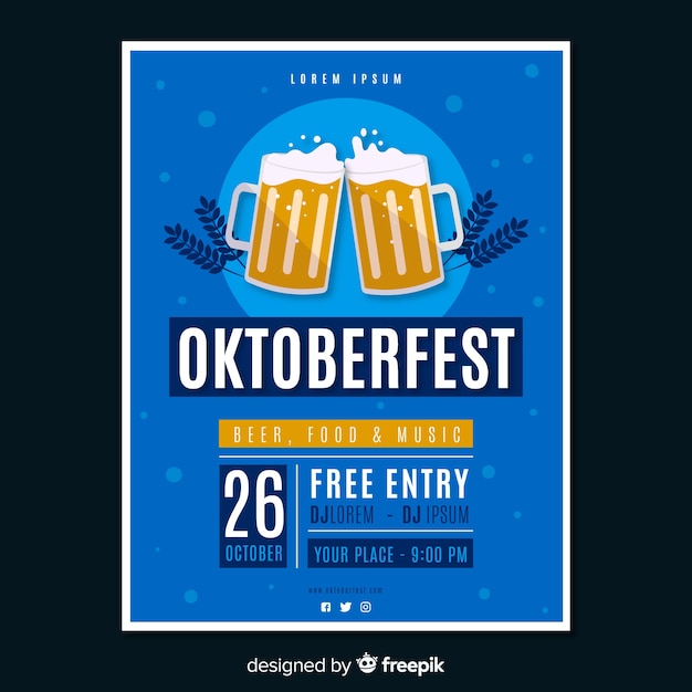 Flaches design oktoberfest plakat vorlage