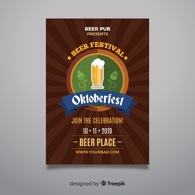 Kostenloser Vektor flaches design oktoberfest plakat vorlage