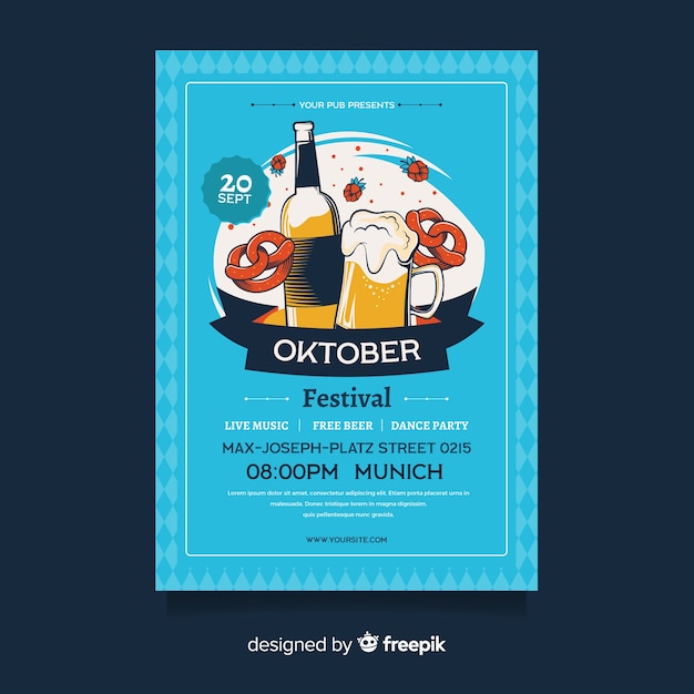 Flaches design oktoberfest plakat vorlage