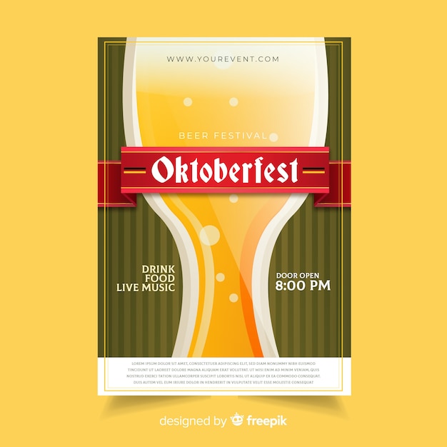 Flaches design oktoberfest plakat vorlage