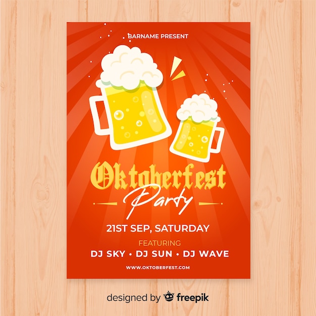 Flaches design oktoberfest plakat vorlage