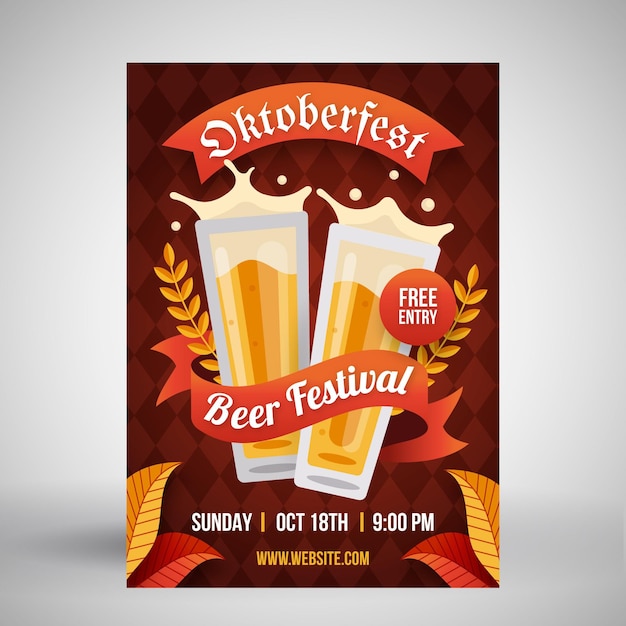 Kostenloser Vektor flaches design-oktoberfestplakat mit pints bier