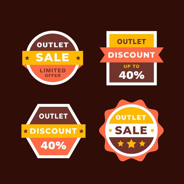 Flaches Design-Outlet-Etiketten-Set