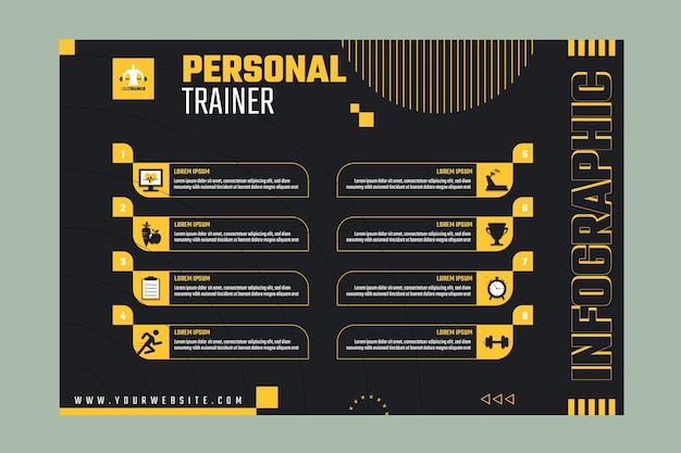 Flaches design personal trainer infografik