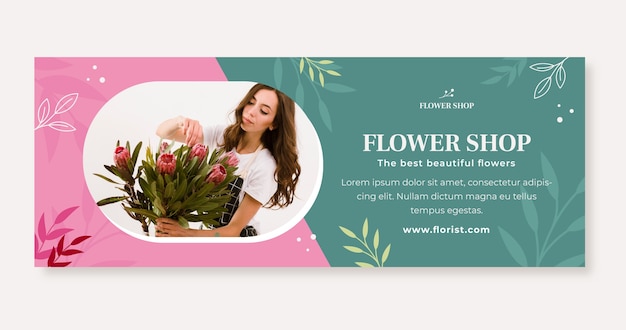 Kostenloser Vektor flaches design pflanzen florist job facebook cover vorlage