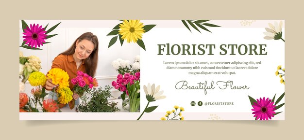 Flaches Design Pflanzen Florist Job Facebook-Cover