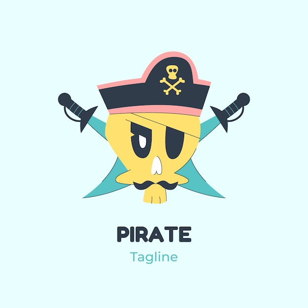 Kostenloser Vektor flaches design-piraten-logo