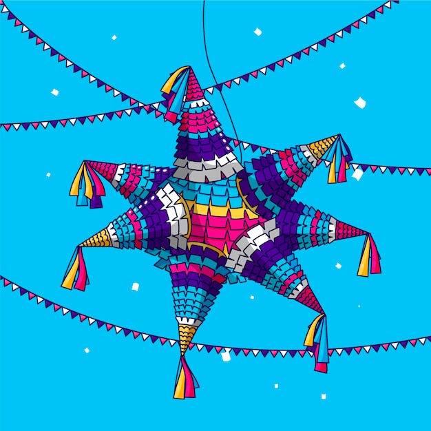 Flaches Design Posada Pinata Festival mit Girlanden