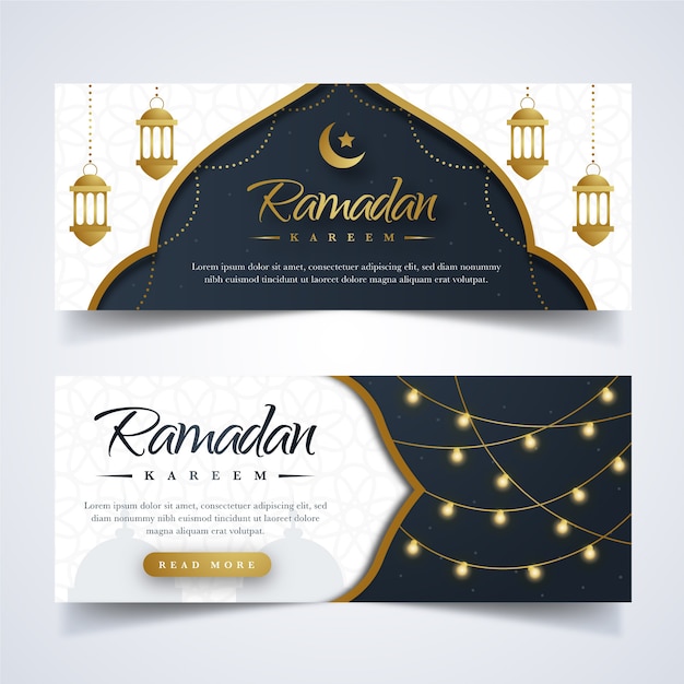 Kostenloser Vektor flaches design ramadan banner set