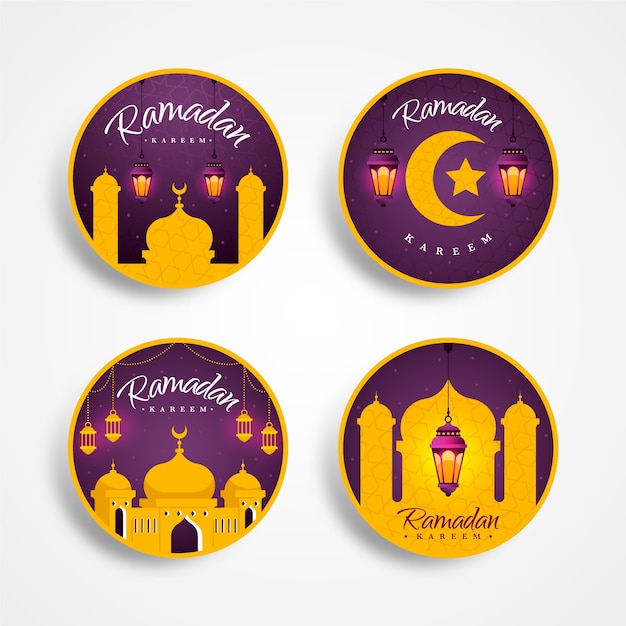 Flaches design ramadan label set