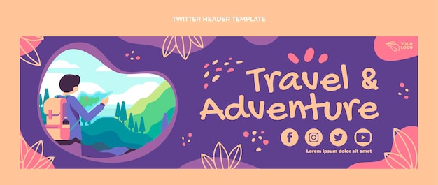 Flaches design reiseabenteuer twitter-header