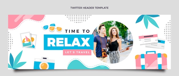 Flaches design reiseabenteuer twitter-header