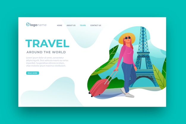 Flaches design reisen vorlage landing page