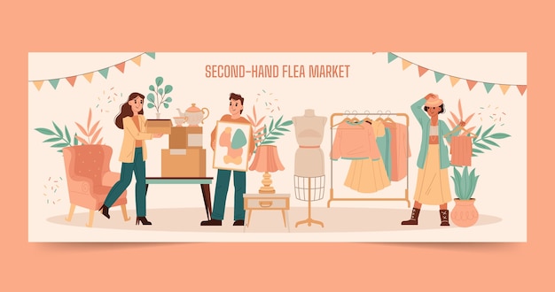 Flaches design second-hand-flohmarkt-facebook-cover