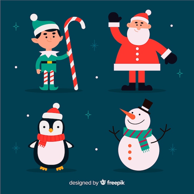 Flaches design set weihnachten zeichen