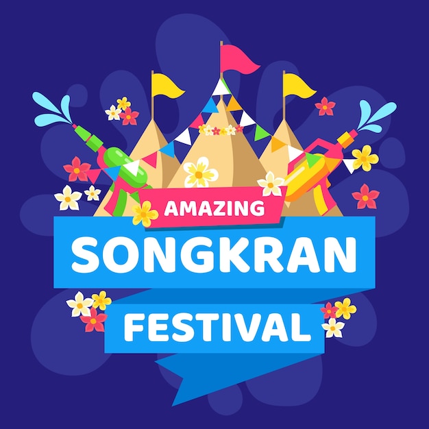 Flaches design songkran festival thema