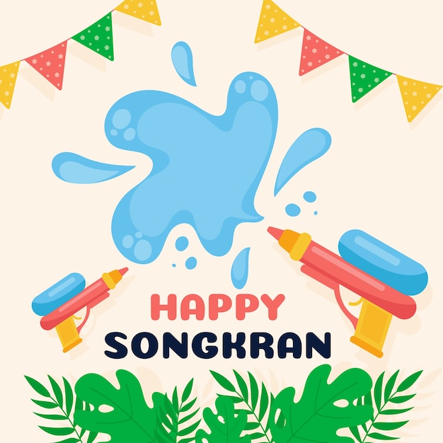 Flaches design songkran-konzept