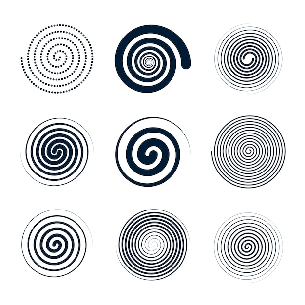 Flaches design-spiralkreis-set