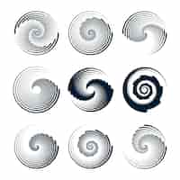 Kostenloser Vektor flaches design-spiralkreis-set