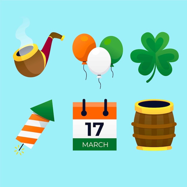 Flaches Design St. Patricks Day Elementsammlung