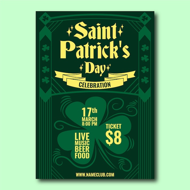 Flaches design st. patricks day plakat vorlage thema