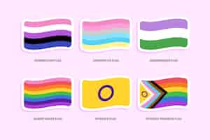 Kostenloser Vektor flaches design stolz monat lgbt flaggensatz