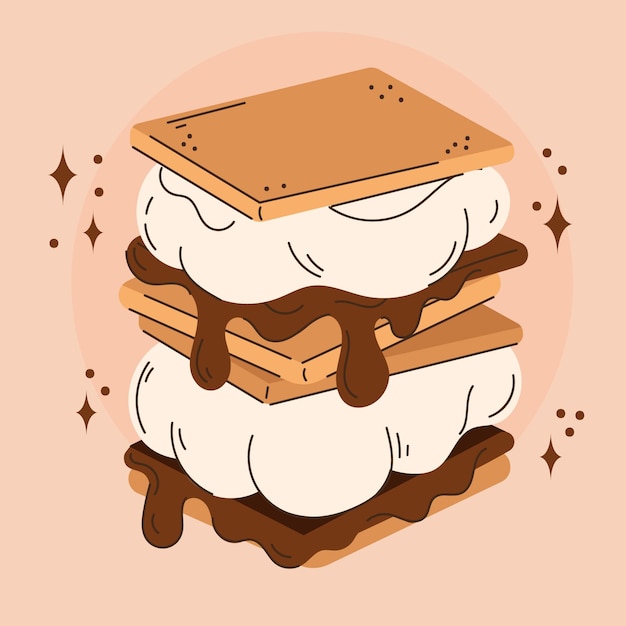 Flaches design süße s'more illustration