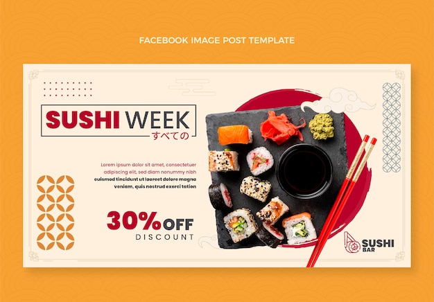 Kostenloser Vektor flaches design sushi woche facebook-post