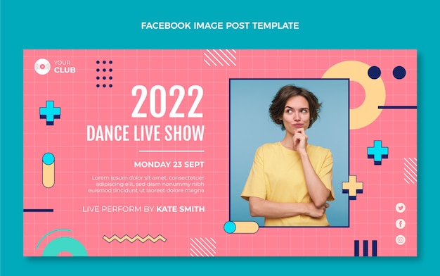 Kostenloser Vektor flaches design tanzshow facebook-beitrag