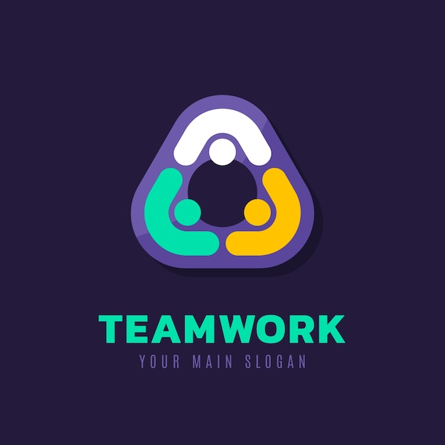 Flaches design-teamwork-logo-design-vorlage