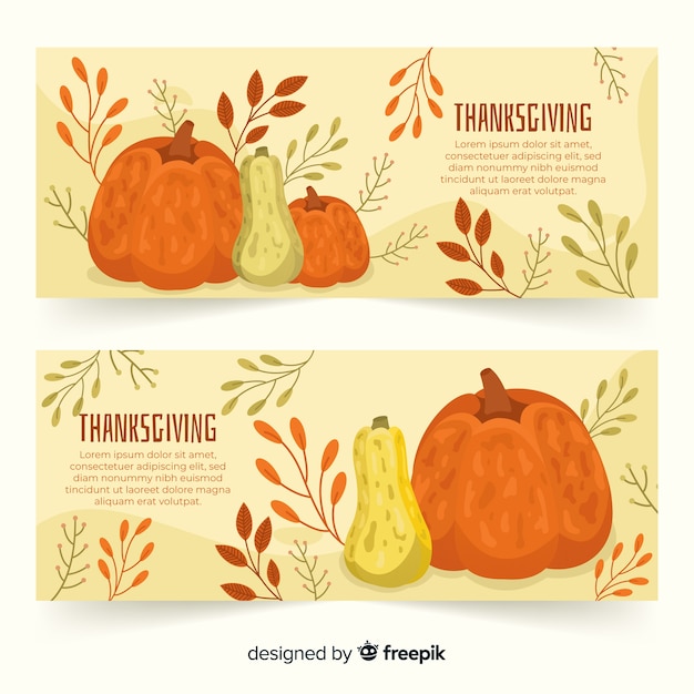 Flaches design thanksgiving banner vorlage