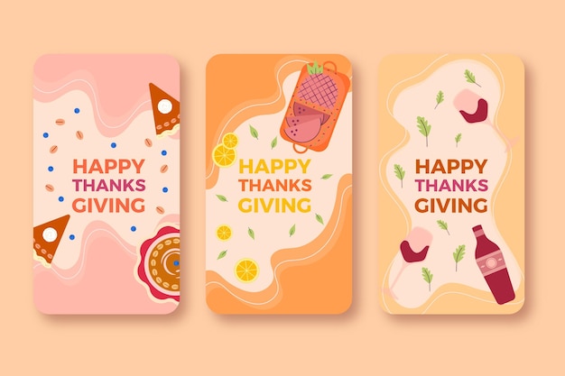 Kostenloser Vektor flaches design thanksgiving instagram geschichten