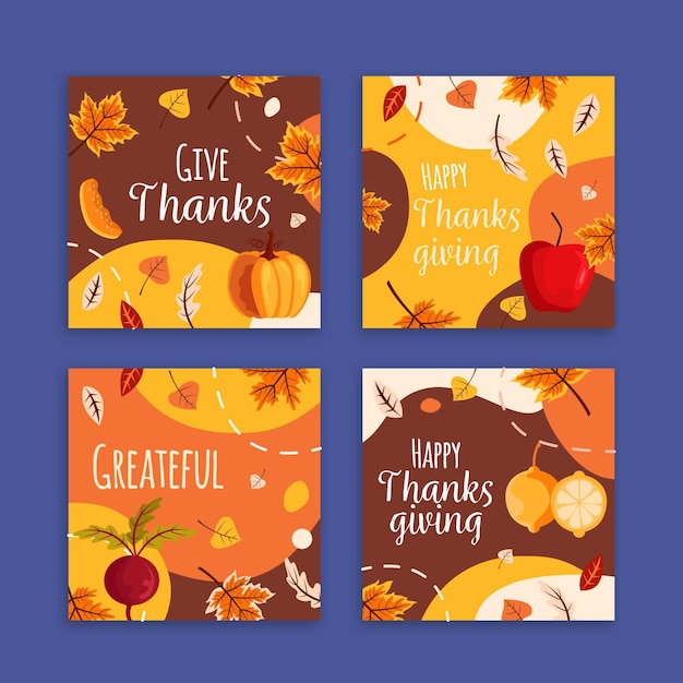 Flaches design thanksgiving instagram post sammlung