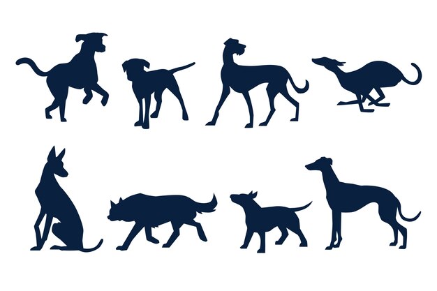 Flaches Design-Tier-Silhouette-Set