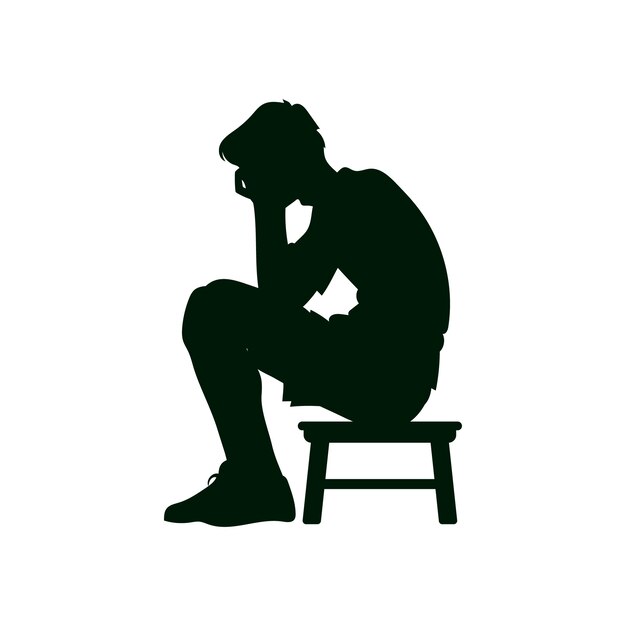 Flaches Design traurige Person Silhouette