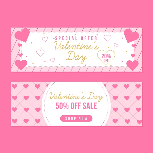 Flaches design valentinstag banner