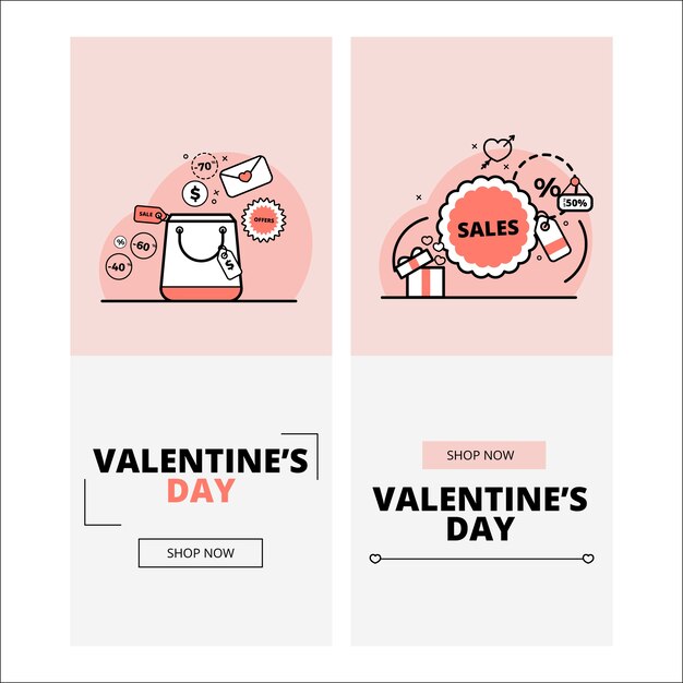 Kostenloser Vektor flaches design valentinstag verkauf banner