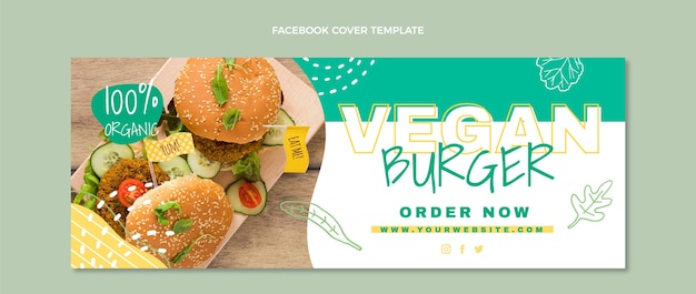 Flaches Design veganes Essen Facebook-Cover