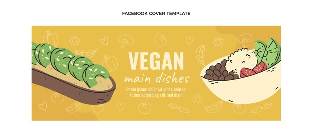 Kostenloser Vektor flaches design veganes gericht facebook-cover