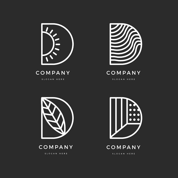 Kostenloser Vektor flaches design verschiedene d logos gesetzt