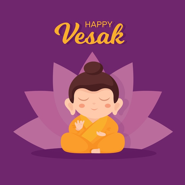 Flaches design-vesak-konzept