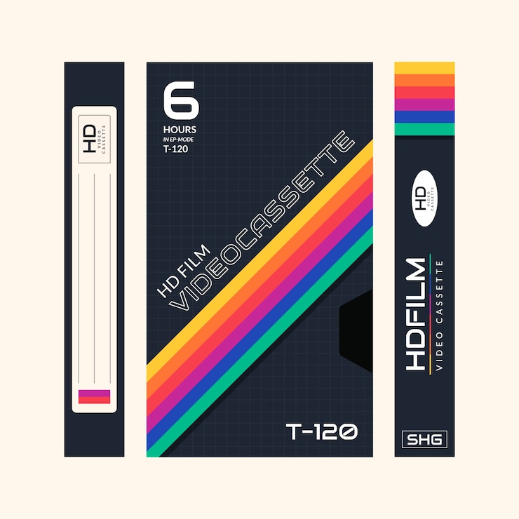 Kostenlose Vektor flaches design vhs-cover-template-design