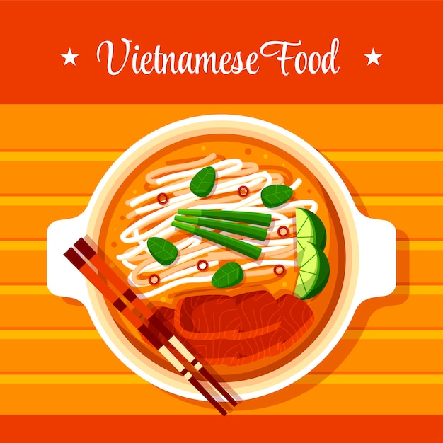 Kostenloser Vektor flaches design vietnamesisches essen