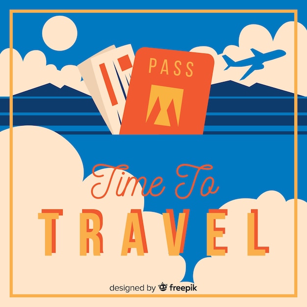 Flaches design vintage travel label