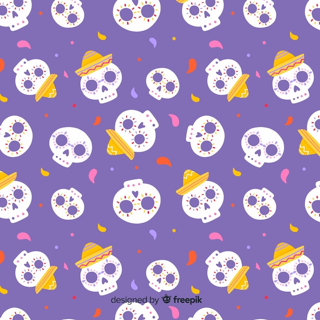 Kostenloser Vektor flaches design von dia de muertos muster